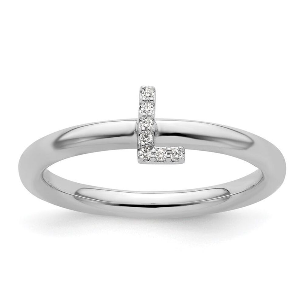Kazi Luxury 14k White Gold Stackable Diamond Init… - image 1